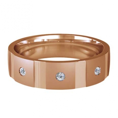 Patterned Designer Rose Gold Wedding Ring - Contatto